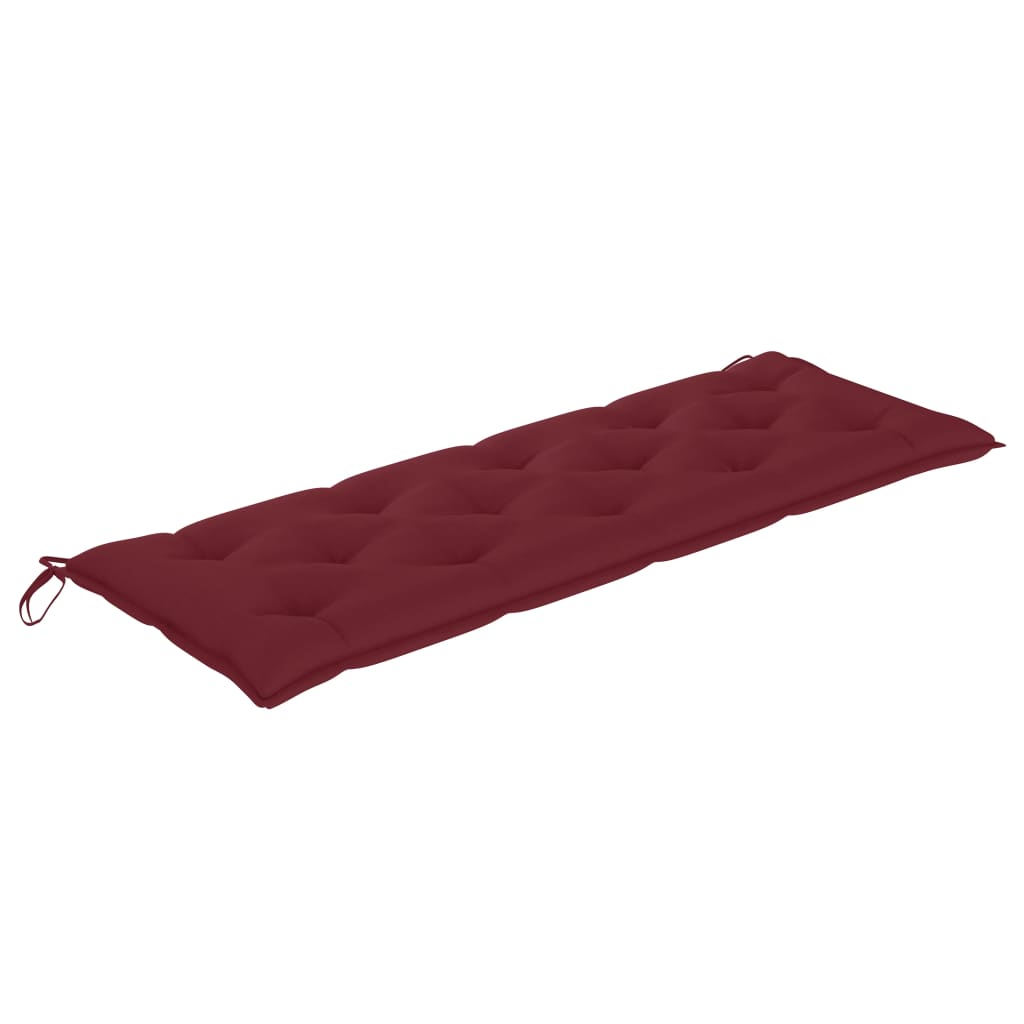 Gartenbank mit Weinroter Auflage 150 cm Massivholz Teak
