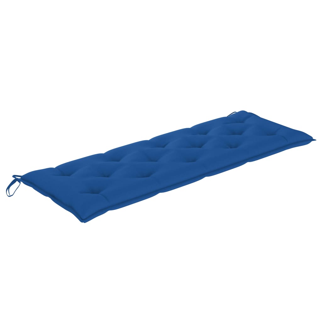 Gartenbank mit Blauer Auflage 150 cm Massivholz Teak