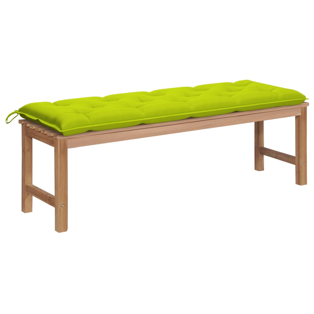 Gartenbank mit Hellgrüner Auflage 150 cm Massivholz Teak