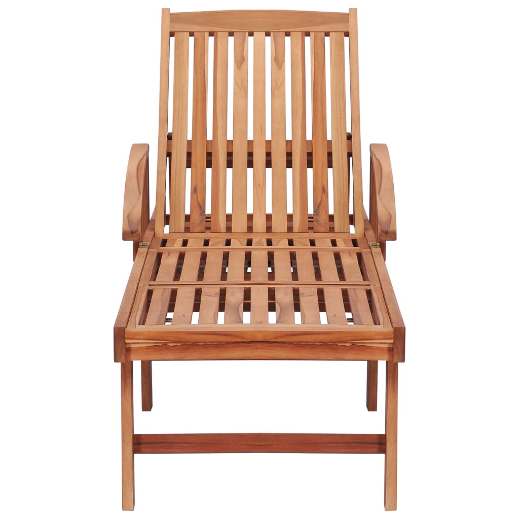 Sonnenliege mit Auflage Blau Massivholz Teak