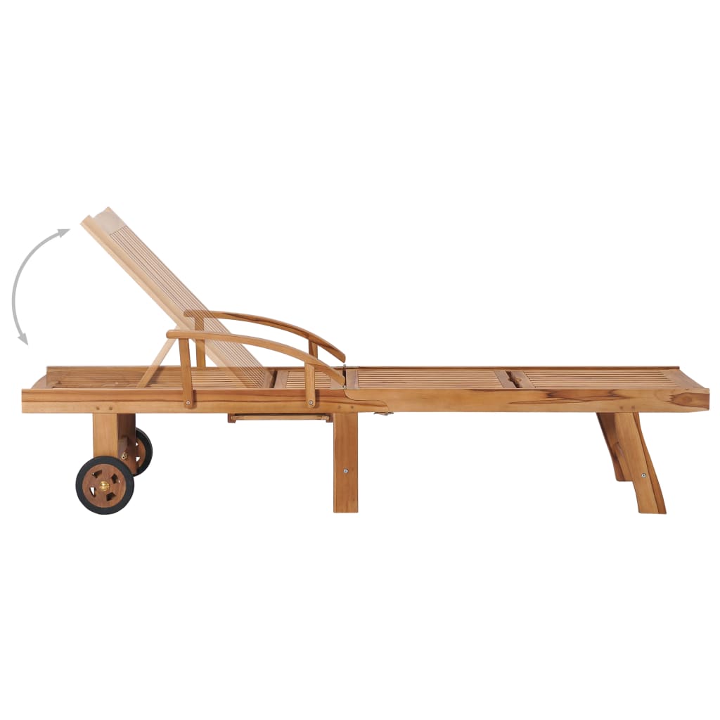 Sonnenliege mit Auflage Blau Massivholz Teak