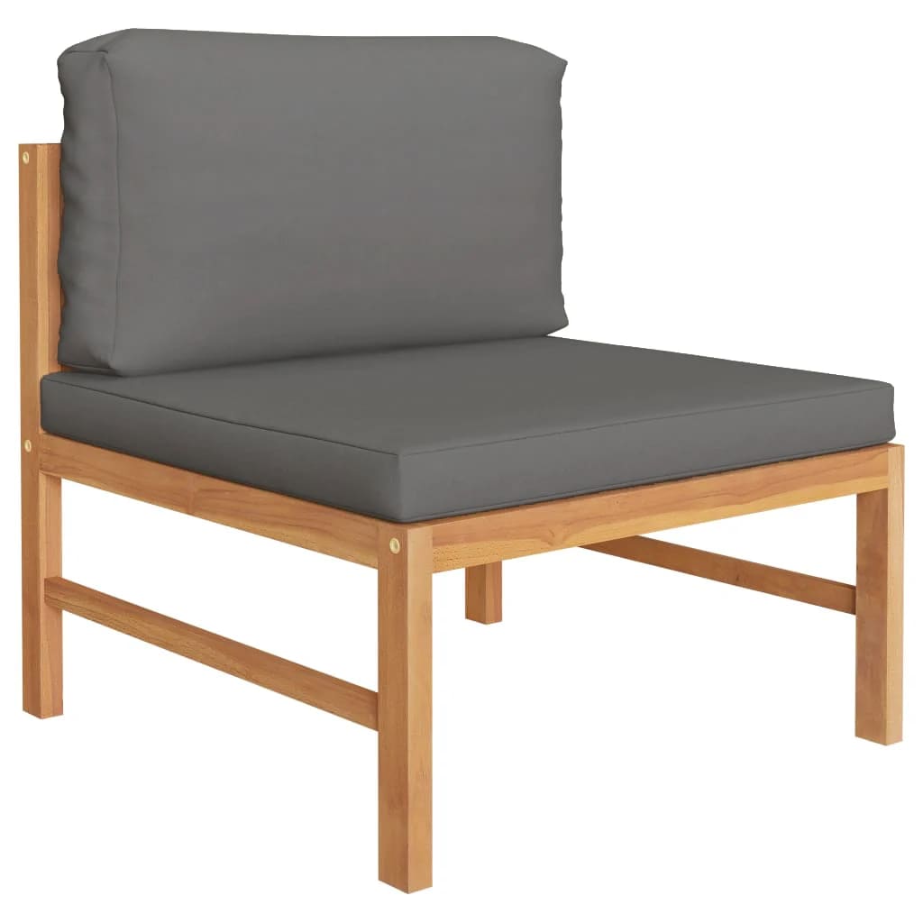 2-tlg. Garten-Lounge-Set mit Dunkelgrauen Kissen Teakholz