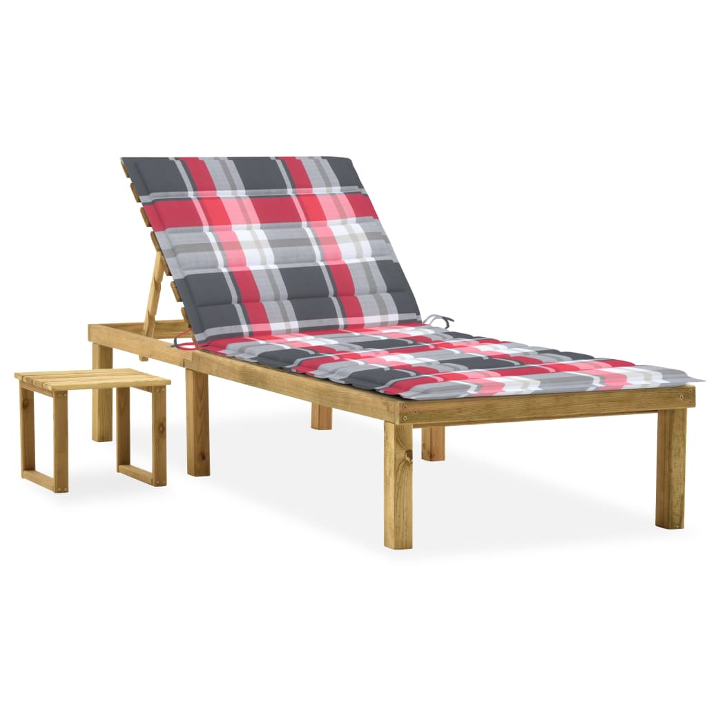Garten-Sonnenliege mit Tisch und Auflage Kiefer Imprägniert