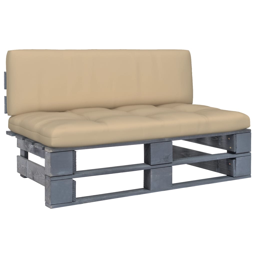 Outdoor-Mittelsofa Paletten Imprägniertes Kiefernholz Grau
