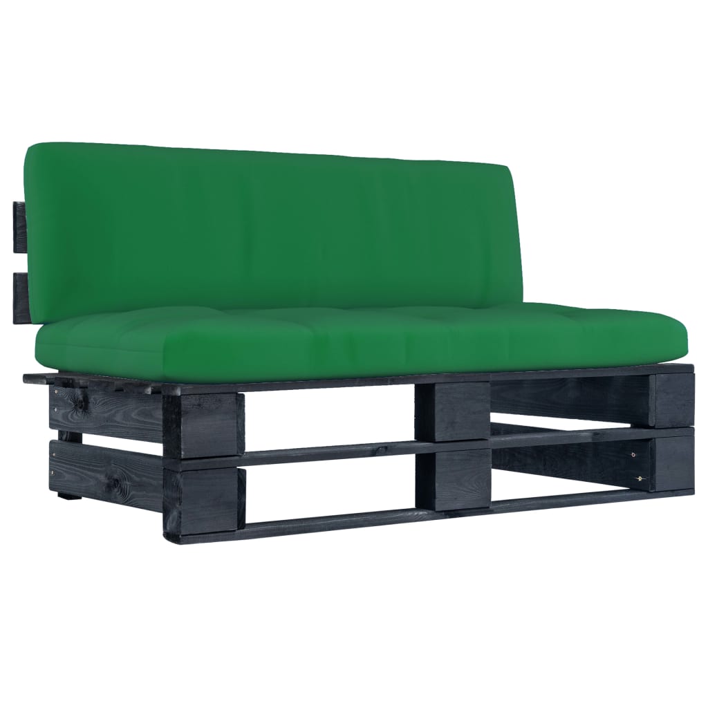 Garten-Paletten-Mittelsofa Schwarz Imprägniertes Kiefernholz