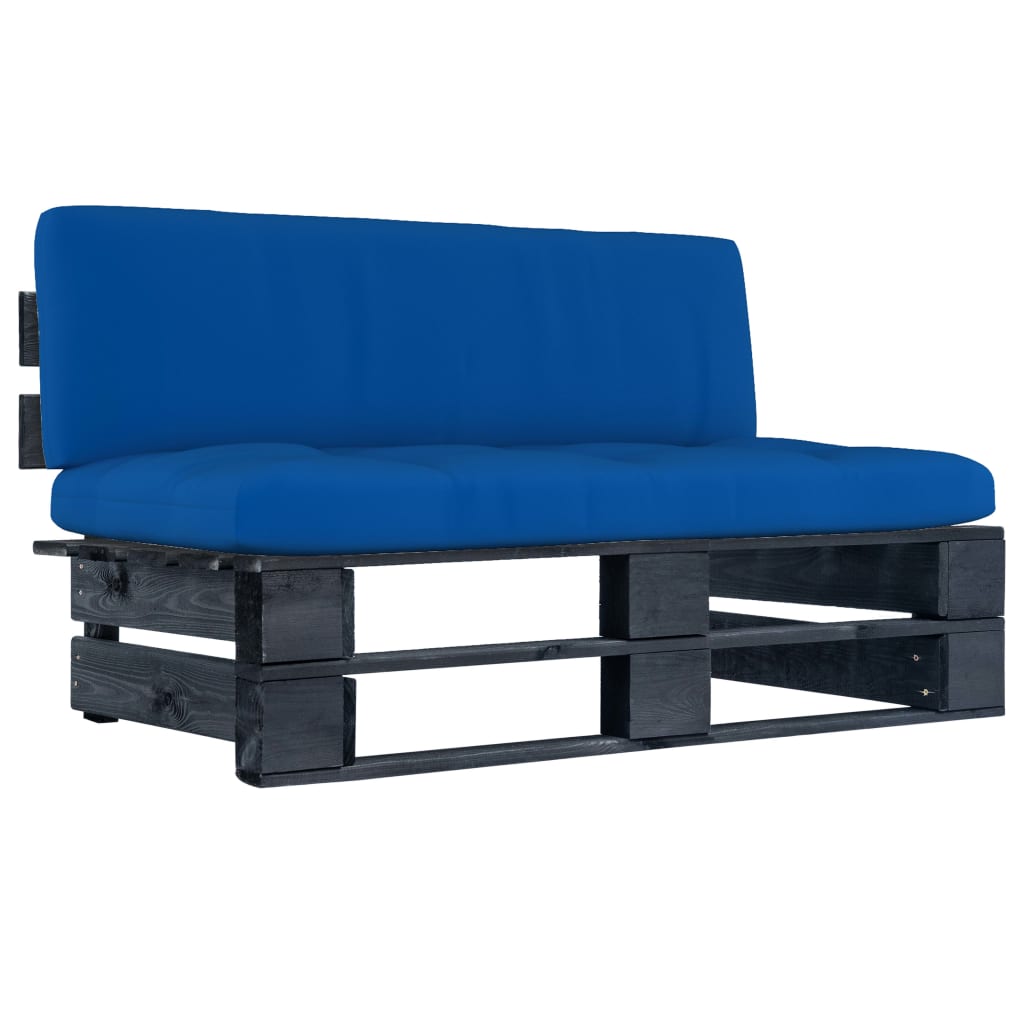 Garten-Mittelsofa aus Paletten Schwarz Kiefernholz Imprägniert