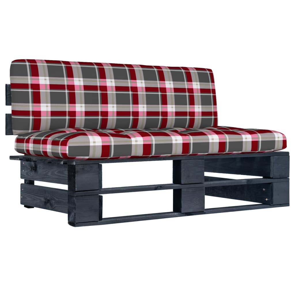 Garten-Mittelsofa aus Paletten Schwarz Kiefernholz Imprägniert