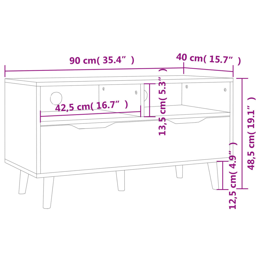 TV-Schrank Weiß und Sonoma-Eiche 90x40x48,5 cm Holzwerkstoff