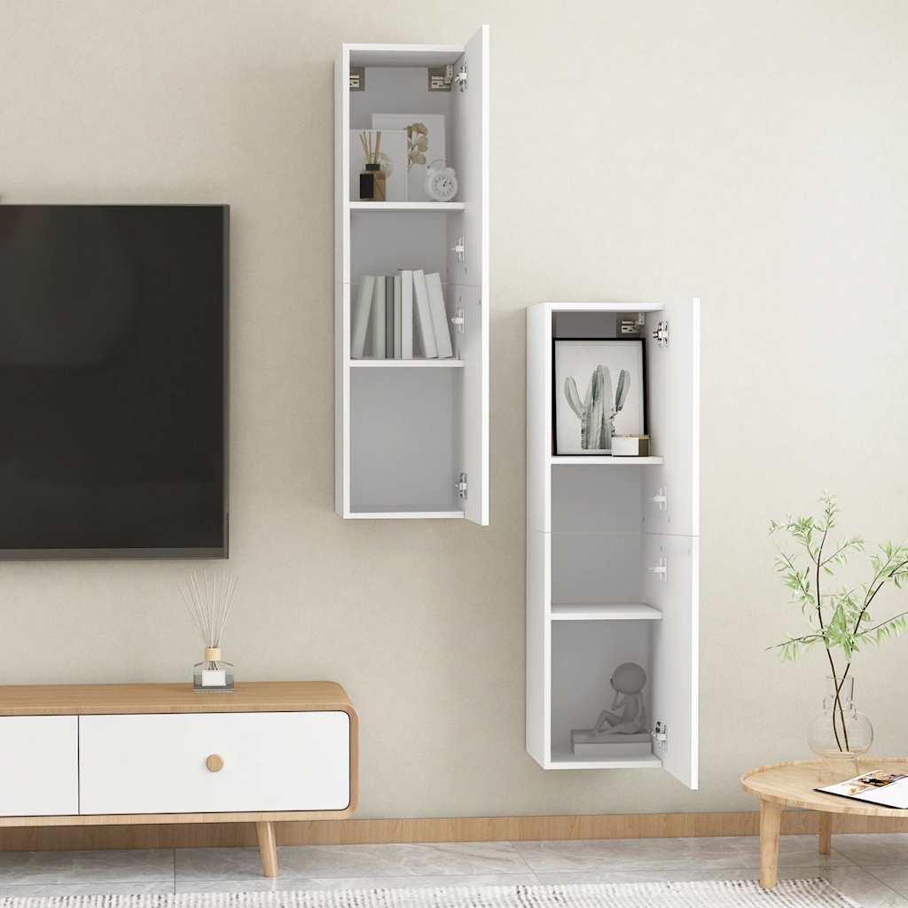 TV-Schränke 2 Stk. Weiß 30,5x30x110 cm Holzwerkstoff