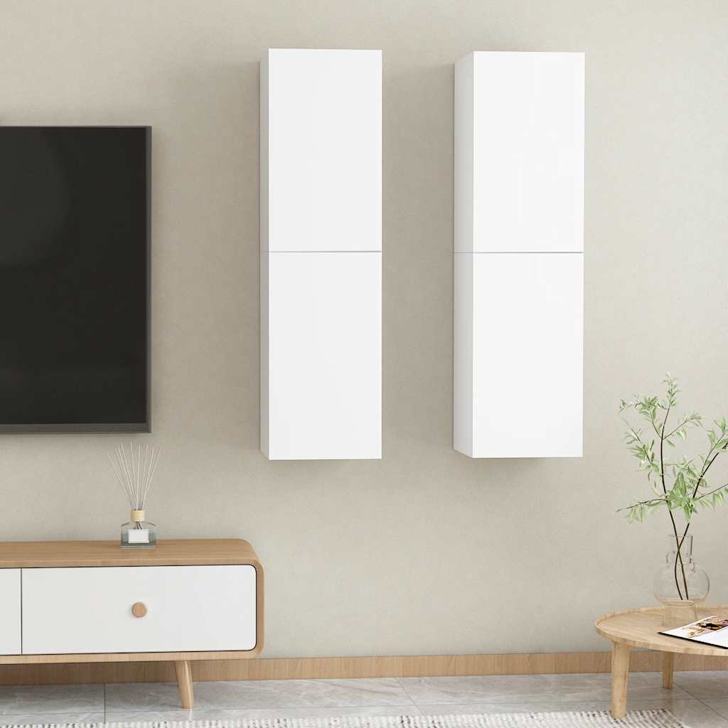 TV-Schränke 2 Stk. Weiß 30,5x30x110 cm Holzwerkstoff