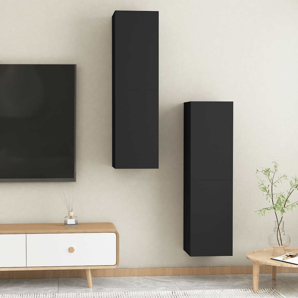 TV-Schränke 2 Stk. Schwarz 30,5x30x110 cm Holzwerkstoff