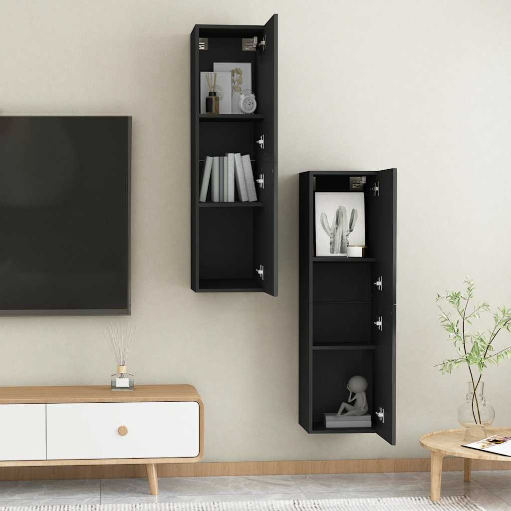 TV-Schränke 2 Stk. Schwarz 30,5x30x110 cm Holzwerkstoff