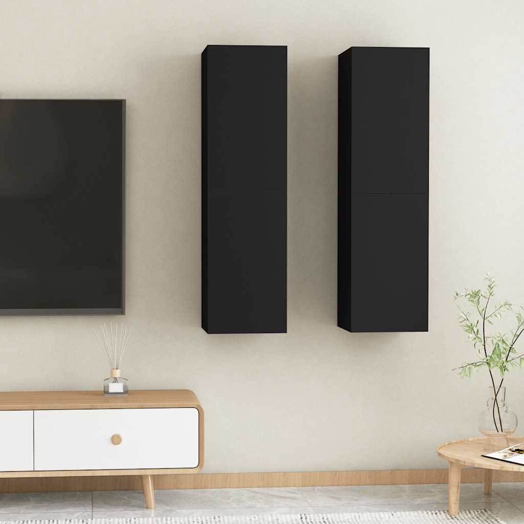 TV-Schränke 2 Stk. Schwarz 30,5x30x110 cm Holzwerkstoff