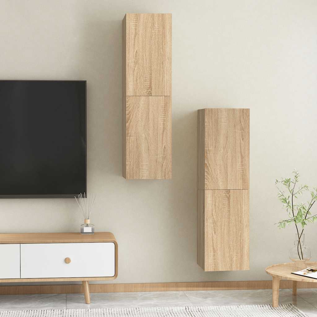 TV-Schränke 2 Stk. Sonoma-Eiche 30,5x30x110 cm Holzwerkstoff