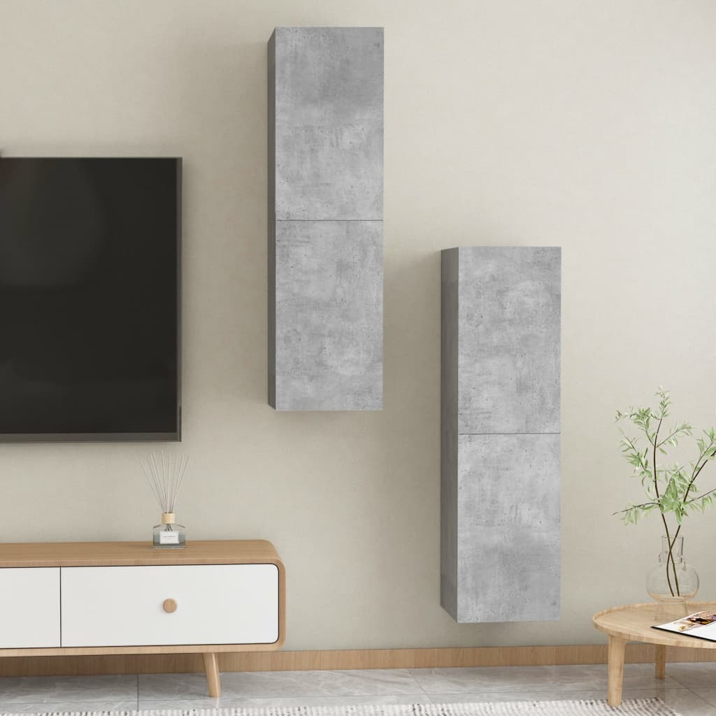 TV-Schränke 2 Stk. Betongrau 30,5x30x110 cm Holzwerkstoff