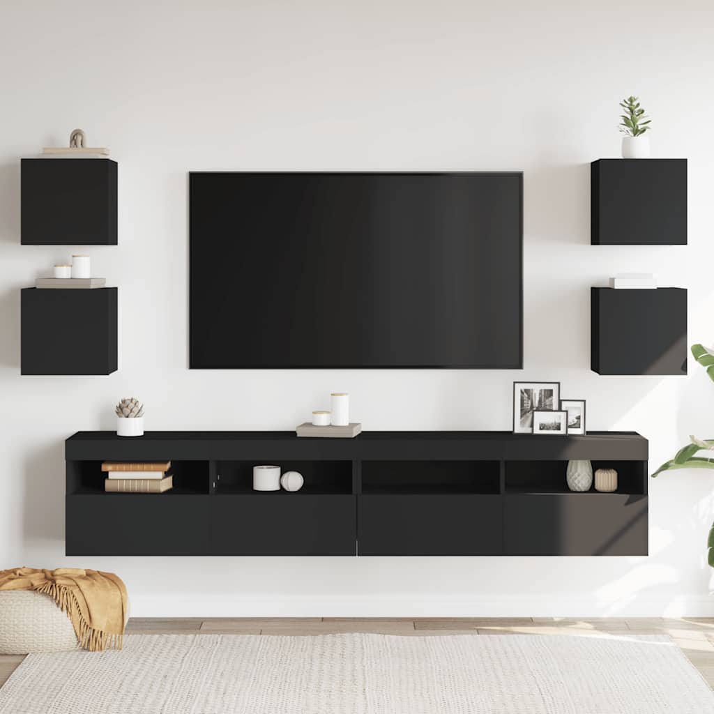 TV-Wandschränke 4 Stk. Schwarz 30,5x30x30 cm