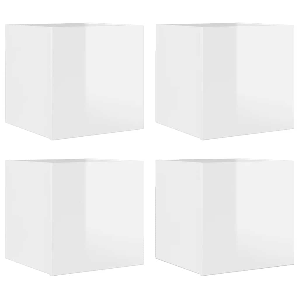 TV-Wandschränke 4 Stk. Hochglanz-Weiß 30,5x30x30 cm
