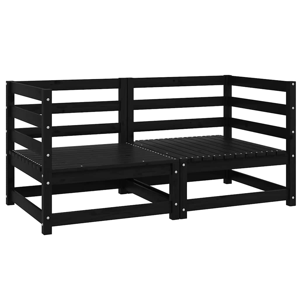 Garten-Ecksofas 2 Stk. Schwarz Kiefer Massivholz