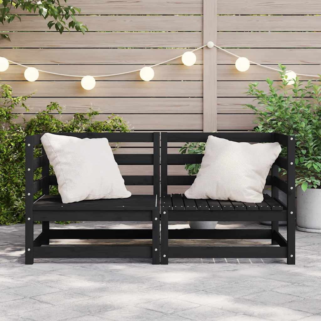 Garten-Ecksofas 2 Stk. Schwarz Kiefer Massivholz