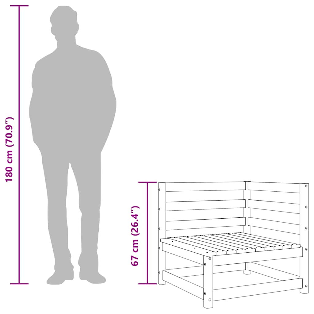 Garten-Ecksofas 2 Stk. Schwarz Kiefer Massivholz