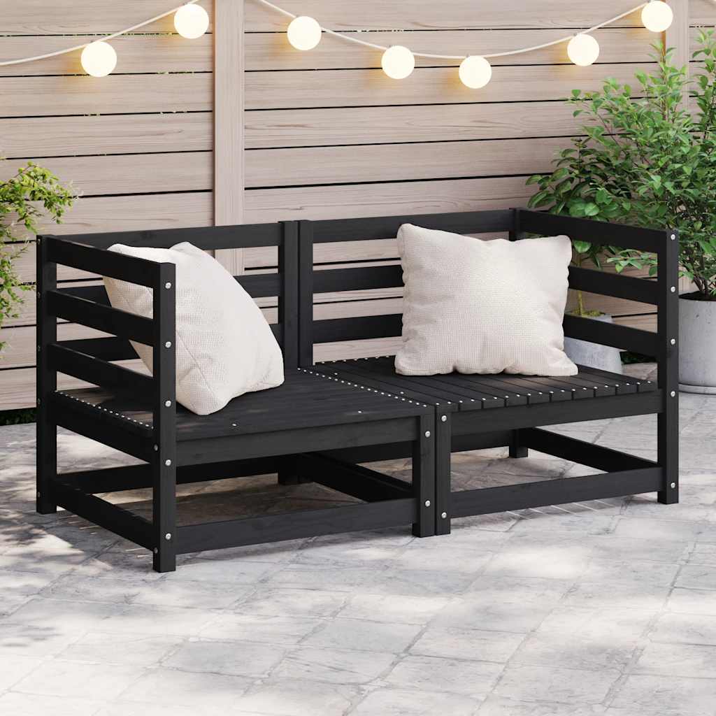 Garten-Ecksofas 2 Stk. Schwarz Kiefer Massivholz