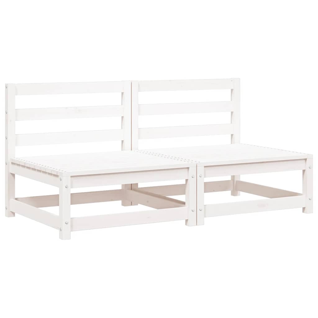 Garten-Mittelsofas 2 Stk. Weiß Kiefer Massivholz