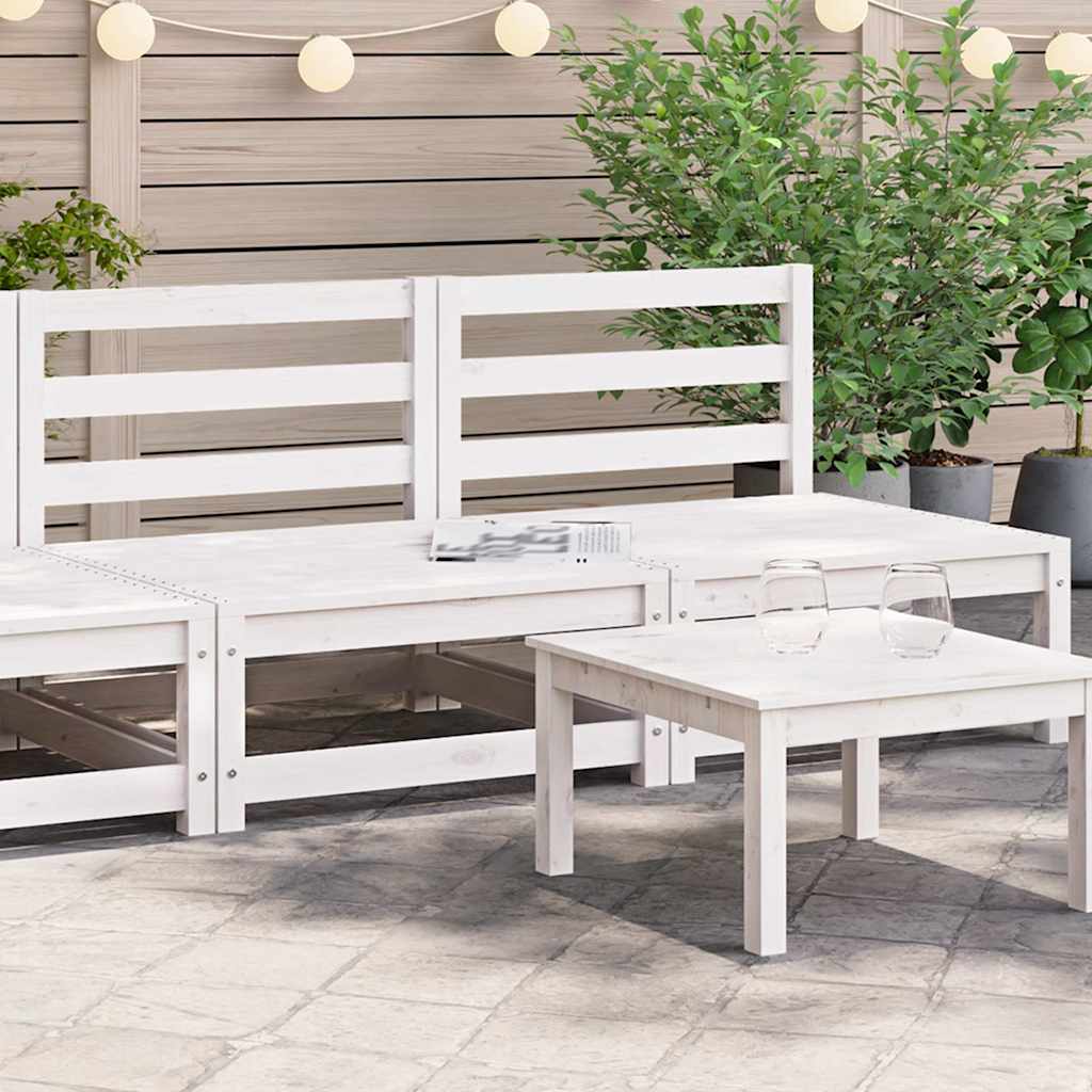 Garten-Mittelsofas 2 Stk. Weiß Kiefer Massivholz