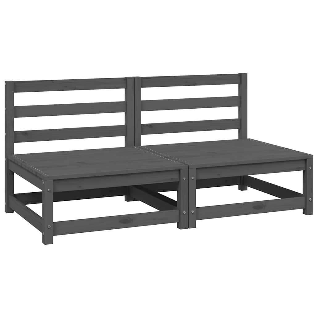 Garten-Mittelsofas 2 Stk. Grau Kiefer Massivholz