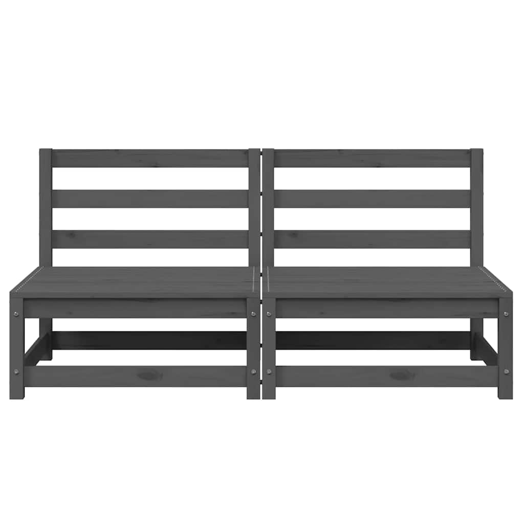 Garten-Mittelsofas 2 Stk. Grau Kiefer Massivholz