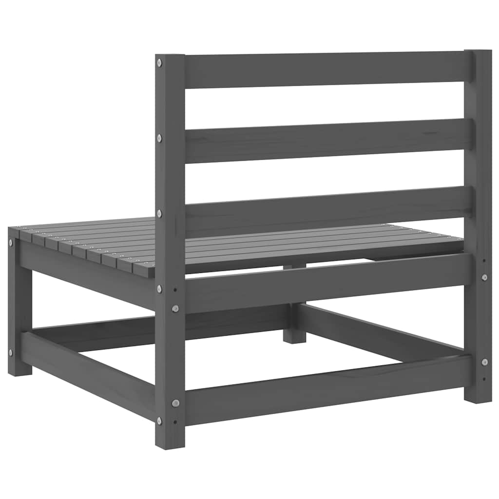 Garten-Mittelsofas 2 Stk. Grau Kiefer Massivholz