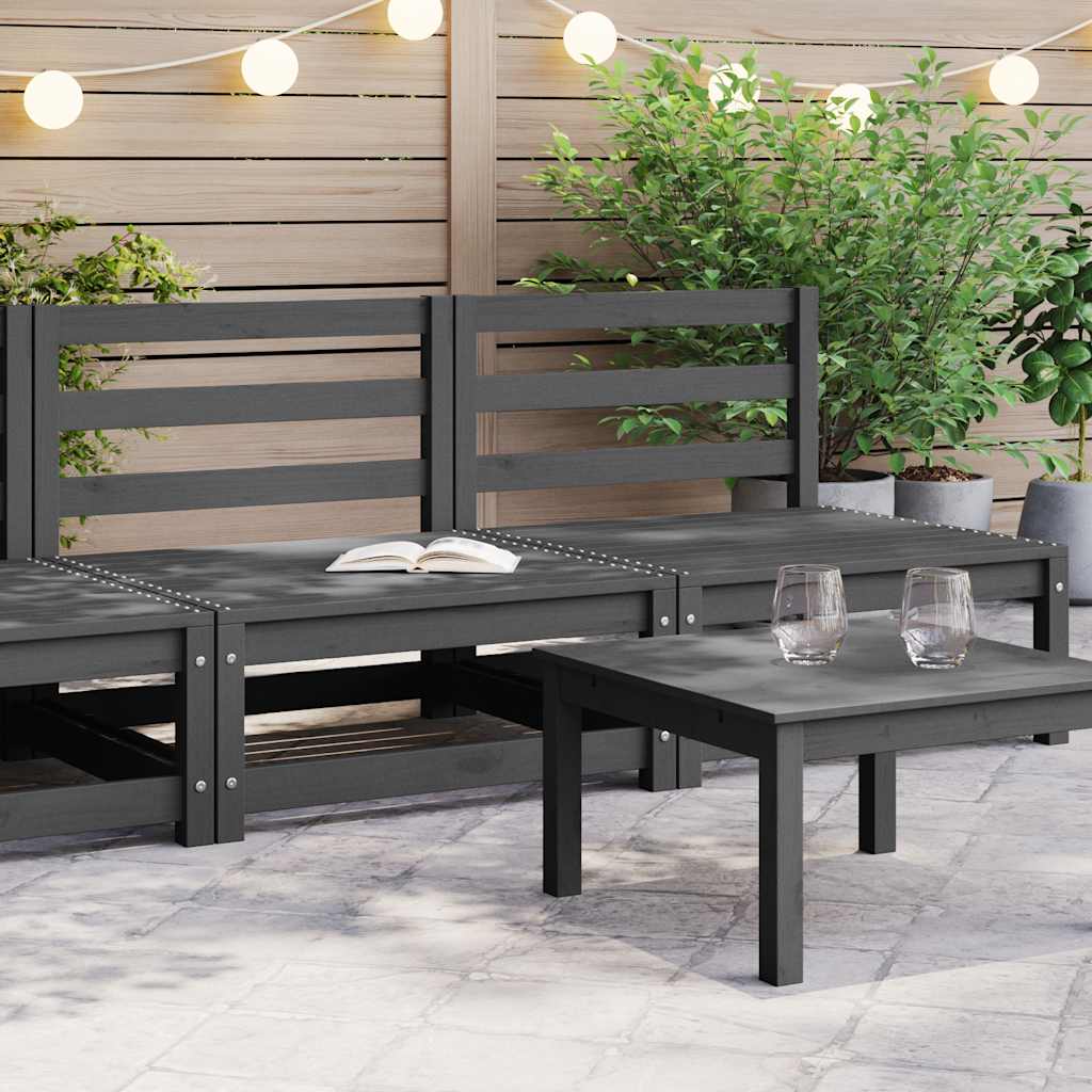 Garten-Mittelsofas 2 Stk. Grau Kiefer Massivholz