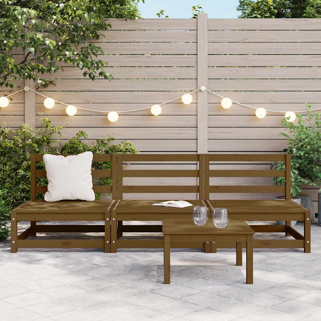 Garten-Mittelsofas 3 Stk. Honigbraun Massivholz Kiefer