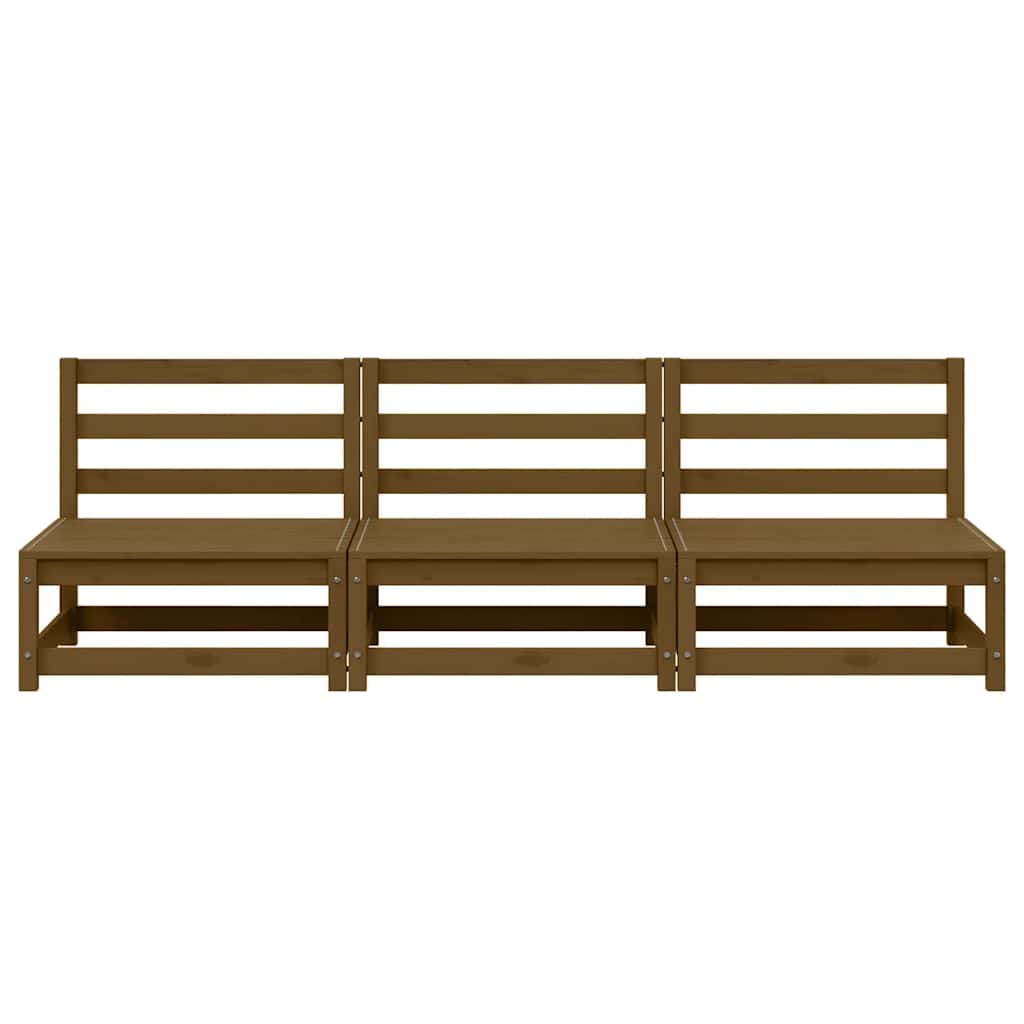 Garten-Mittelsofas 3 Stk. Honigbraun Massivholz Kiefer