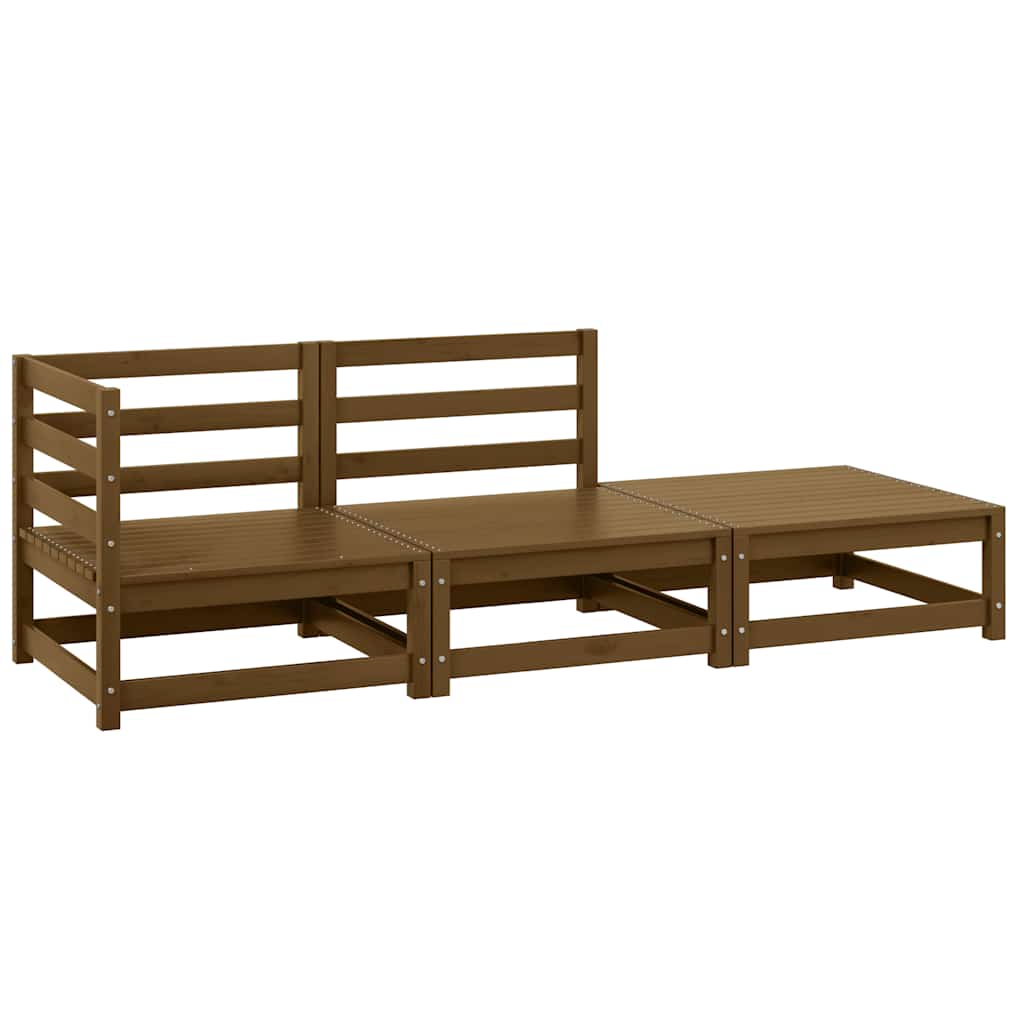 3-tlg. Garten-Lounge-Set Honigbraun Massivholz Kiefer