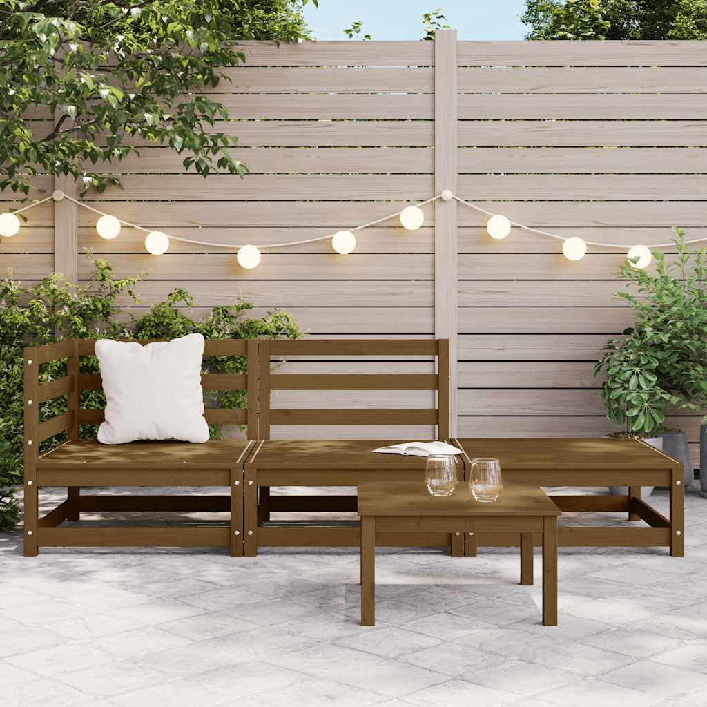 3-tlg. Garten-Lounge-Set Honigbraun Massivholz Kiefer