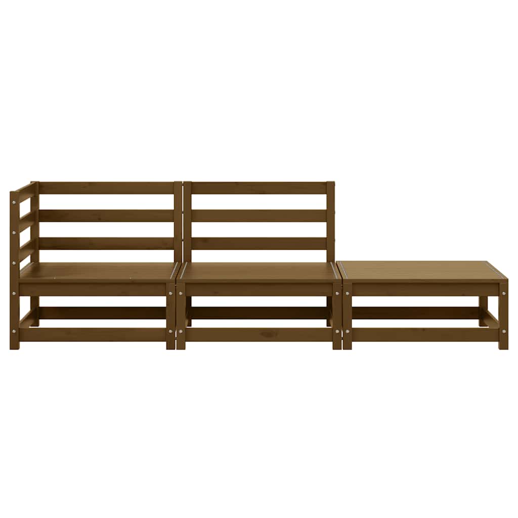 3-tlg. Garten-Lounge-Set Honigbraun Massivholz Kiefer