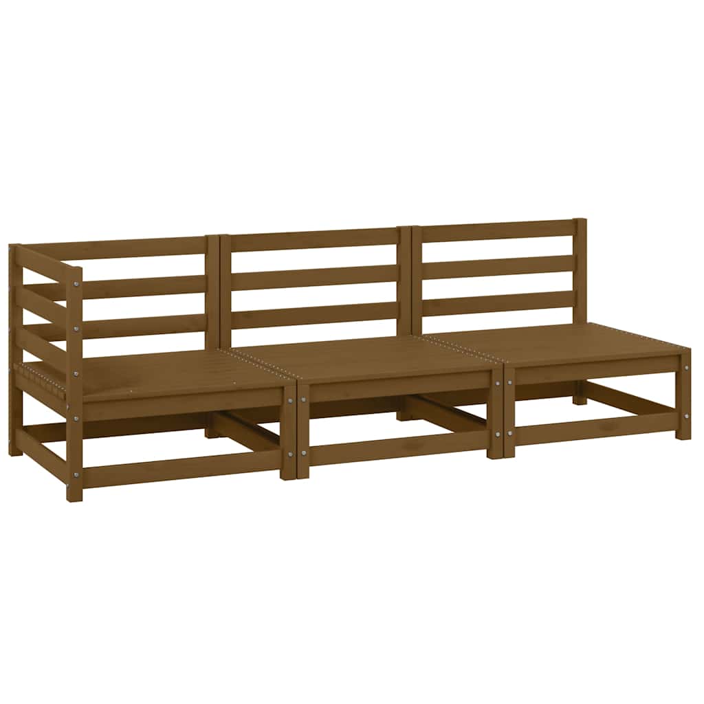 3-tlg. Garten-Lounge-Set Honigbraun Massivholz Kiefer