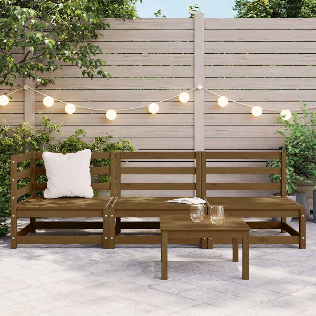 3-tlg. Garten-Lounge-Set Honigbraun Massivholz Kiefer