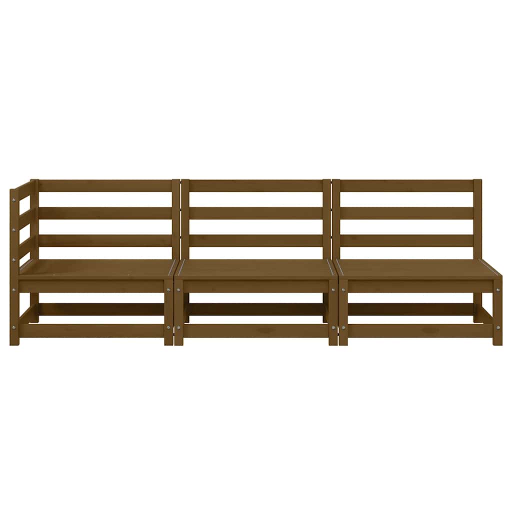 3-tlg. Garten-Lounge-Set Honigbraun Massivholz Kiefer
