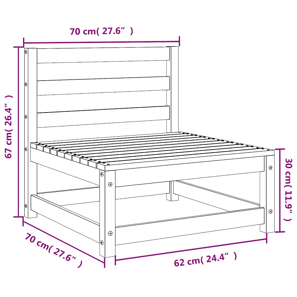 3-tlg. Garten-Lounge-Set Honigbraun Massivholz Kiefer