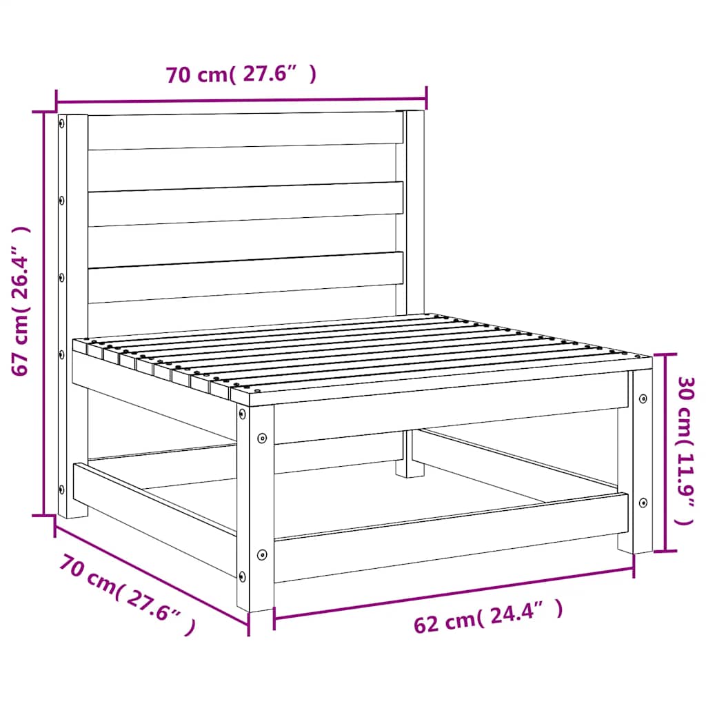 3-tlg. Garten-Lounge-Set Schwarz Massivholz Kiefer