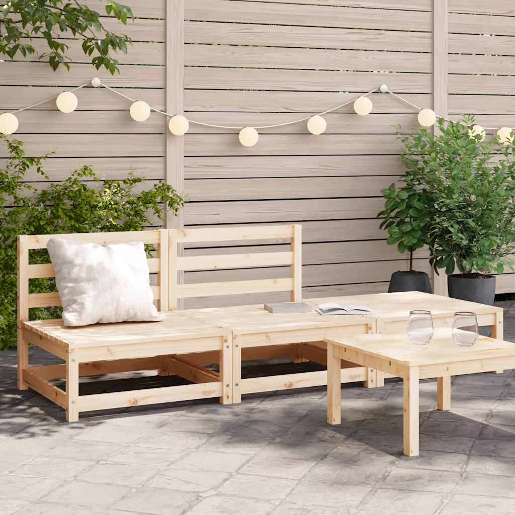 3-tlg. Garten-Lounge-Set Massivholz Kiefer