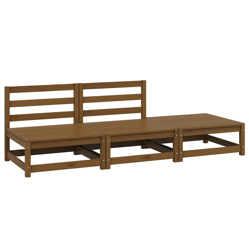 3-tlg. Garten-Lounge-Set Honigbraun Massivholz Kiefer