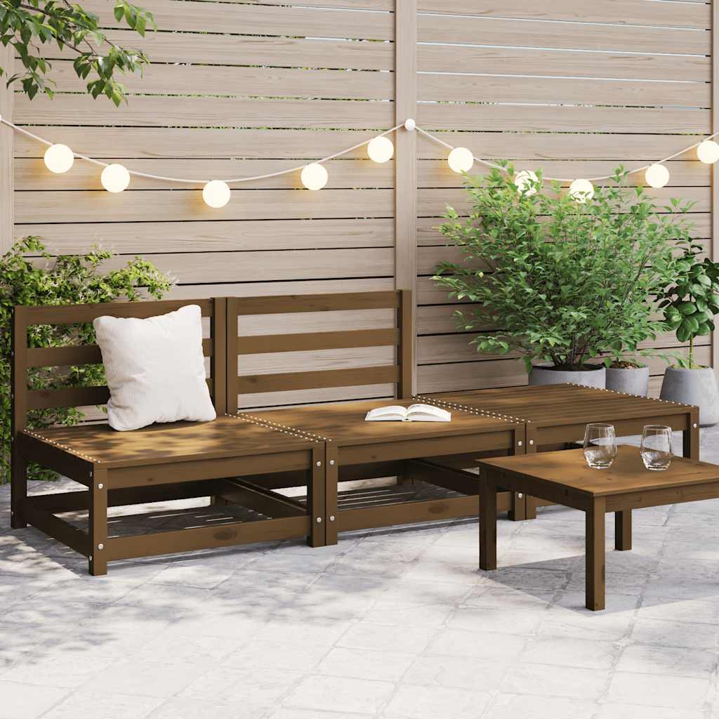 3-tlg. Garten-Lounge-Set Honigbraun Massivholz Kiefer