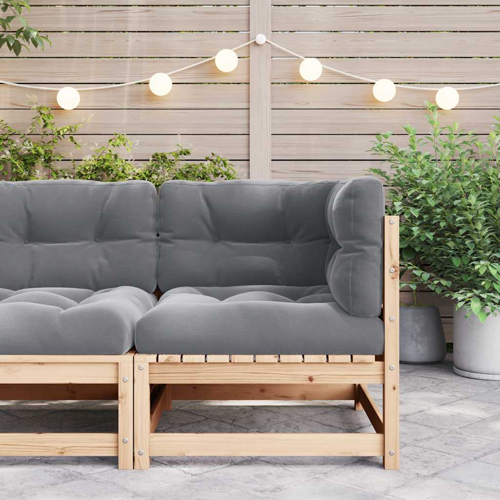 Garten-Ecksofa mit Grauen Kissen Massivholz Kiefer