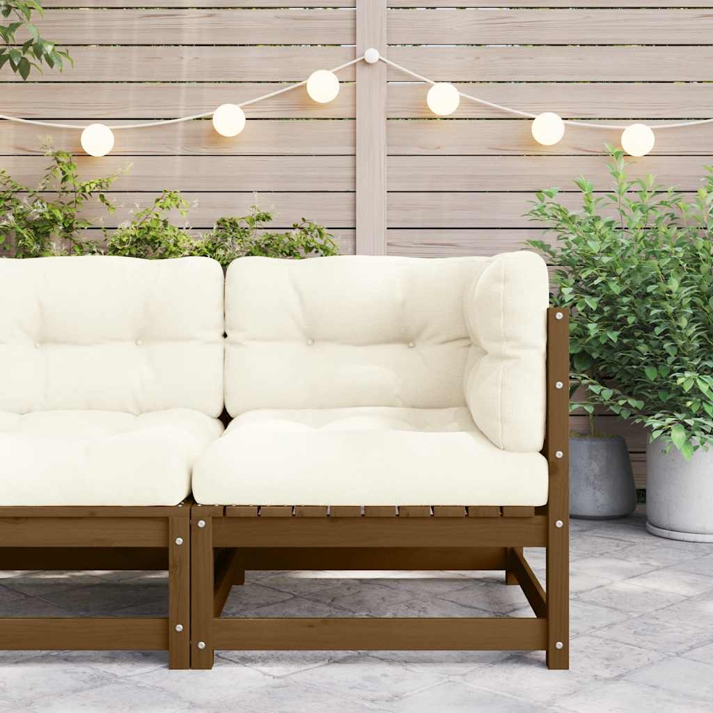 Garten-Ecksofa mit Creme Kissen Massivholz Kiefer