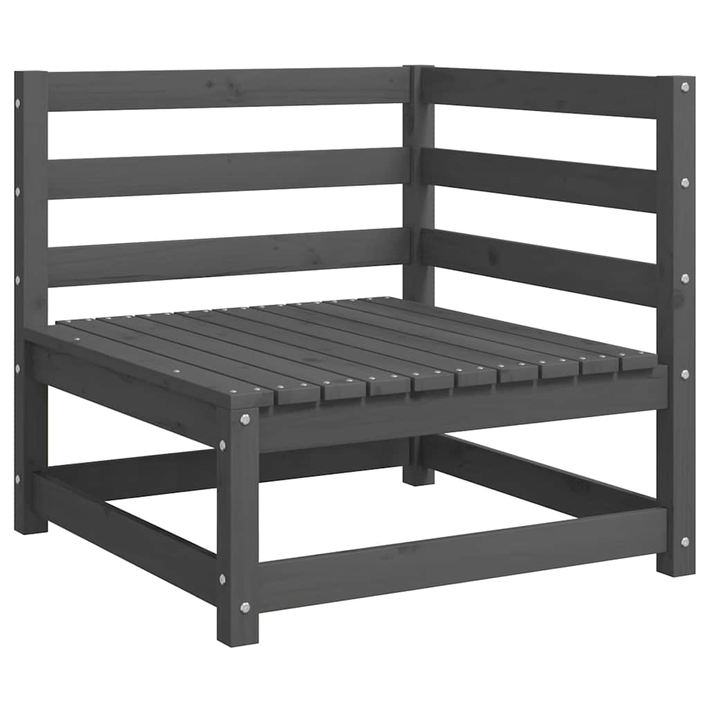 Gartensofa 2-Sitzer mit Kissen Grau Kiefer Massivholz