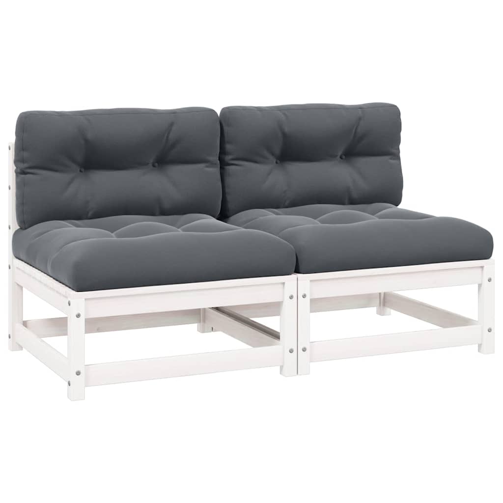 Garten-Mittelsofas mit Anthrazit Kissen 2 Stk Massivholz Kiefer