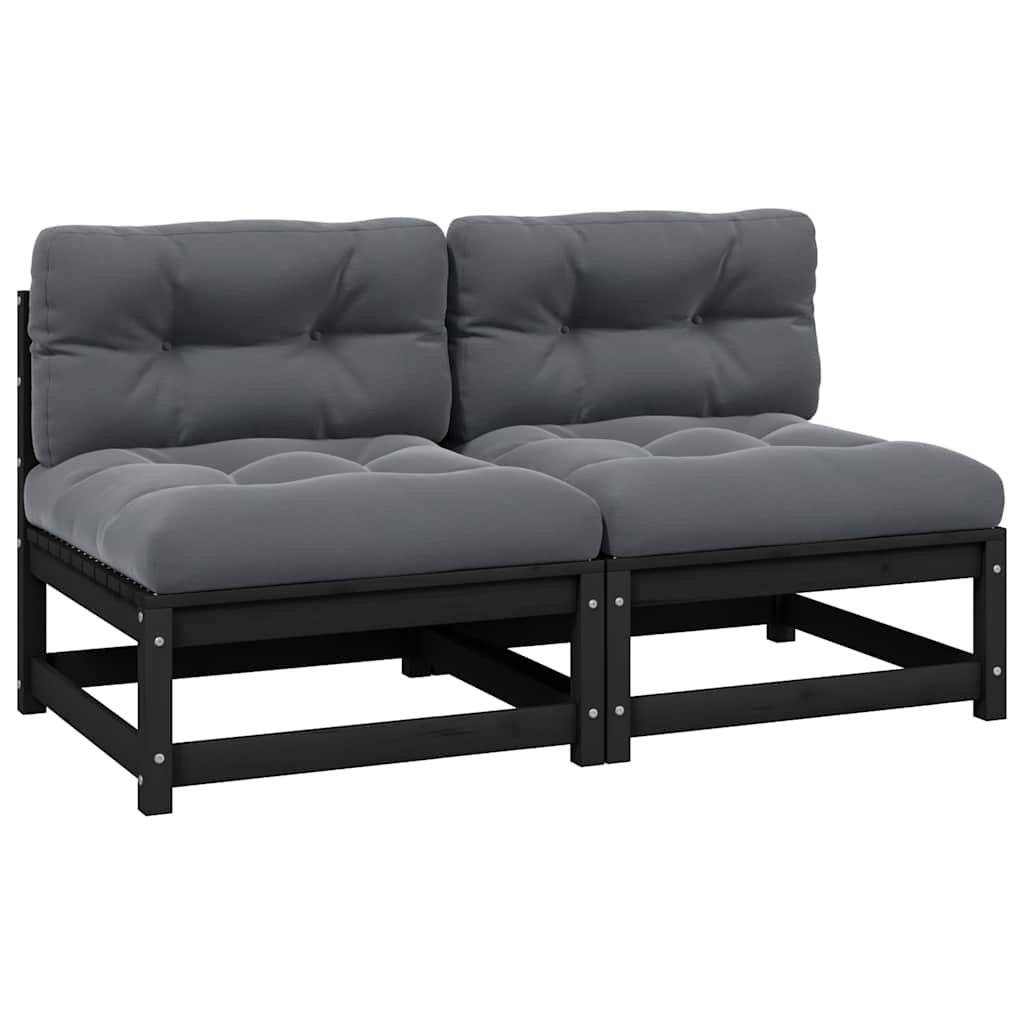 Garten-Mittelsofas mit Anthrazit Kissen 2 Stk Massivholz Kiefer