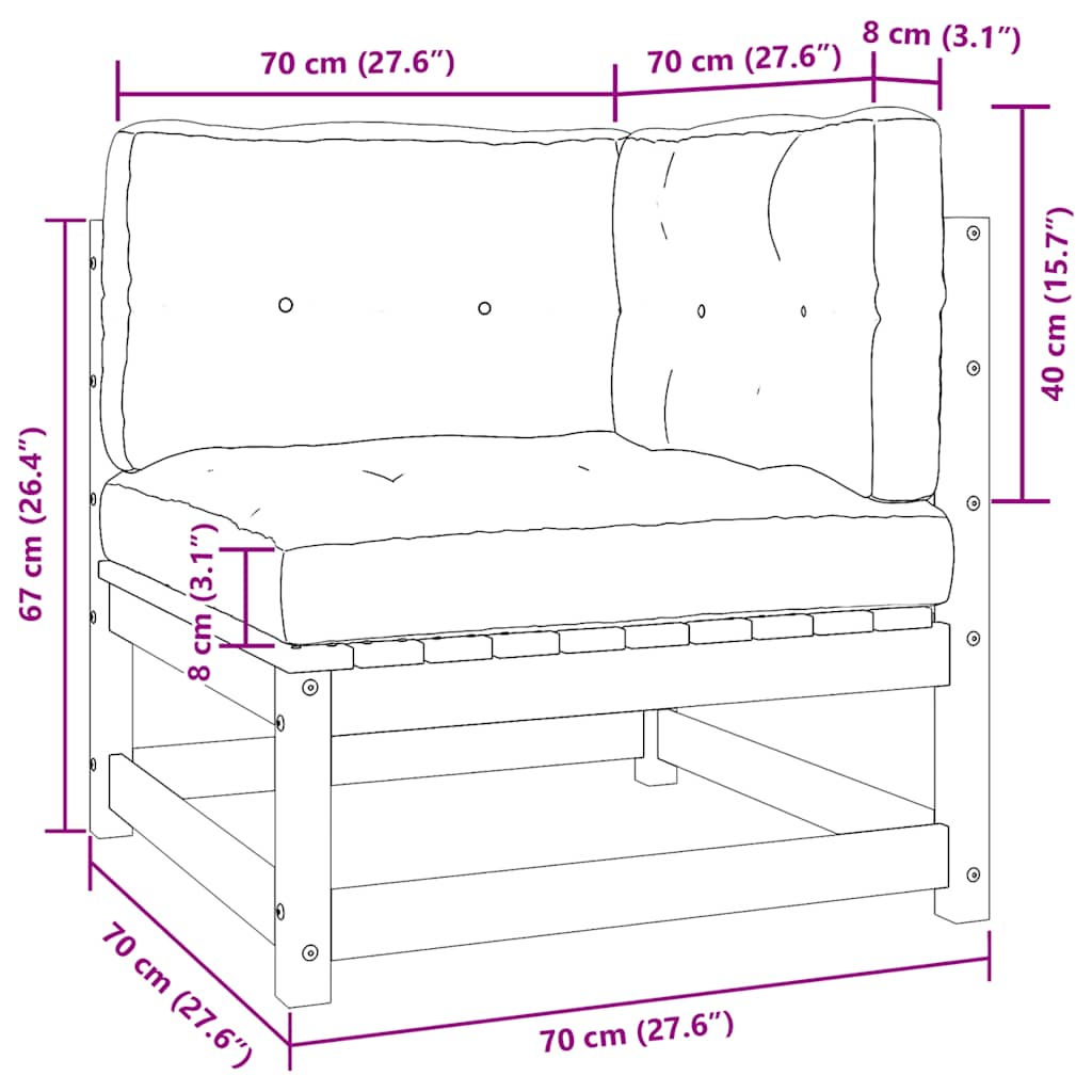 2-tlg. Garten-Lounge-Set mit Kissen Grau Kiefer Massivholz